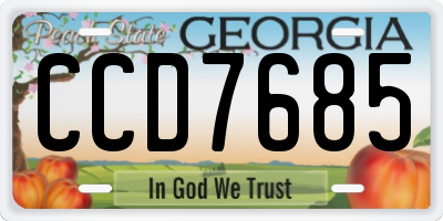 GA license plate CCD7685