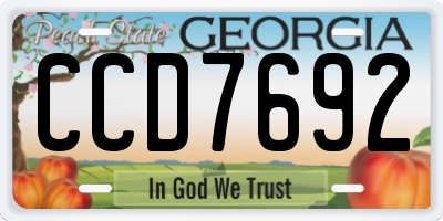 GA license plate CCD7692