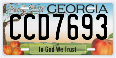 GA license plate CCD7693