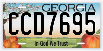 GA license plate CCD7695