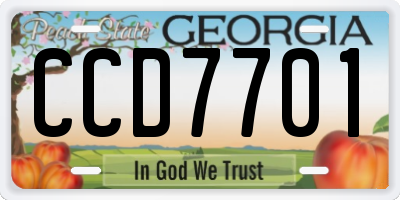 GA license plate CCD7701