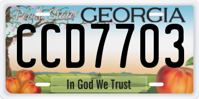 GA license plate CCD7703