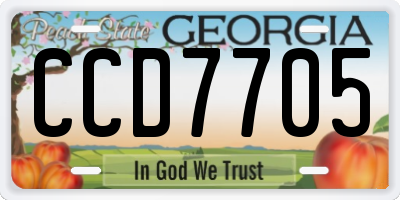 GA license plate CCD7705