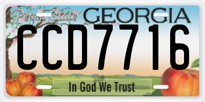 GA license plate CCD7716
