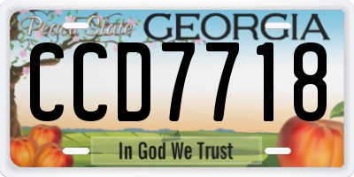 GA license plate CCD7718
