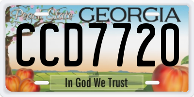 GA license plate CCD7720