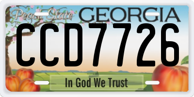 GA license plate CCD7726