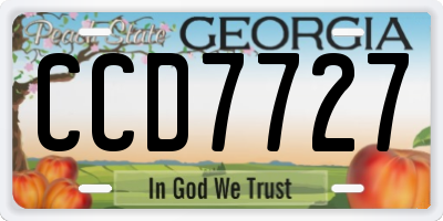 GA license plate CCD7727
