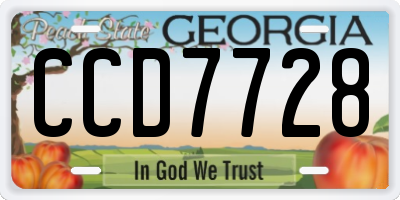GA license plate CCD7728