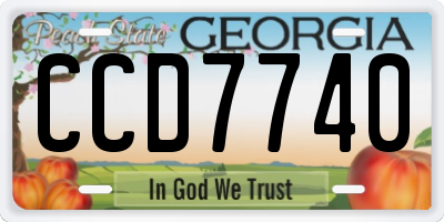 GA license plate CCD7740
