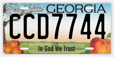 GA license plate CCD7744