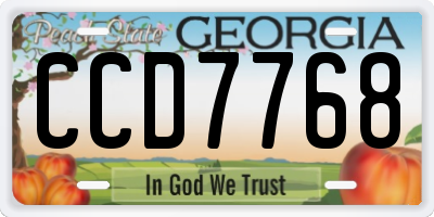 GA license plate CCD7768
