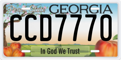 GA license plate CCD7770