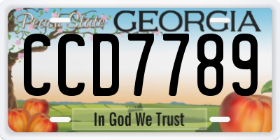 GA license plate CCD7789