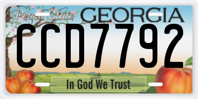 GA license plate CCD7792