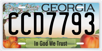 GA license plate CCD7793