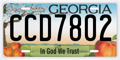 GA license plate CCD7802