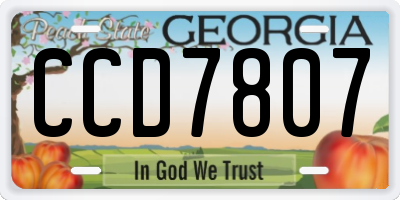 GA license plate CCD7807