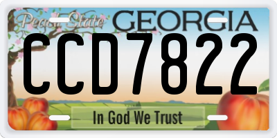 GA license plate CCD7822