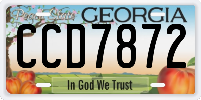 GA license plate CCD7872