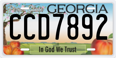 GA license plate CCD7892