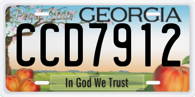 GA license plate CCD7912