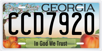 GA license plate CCD7920