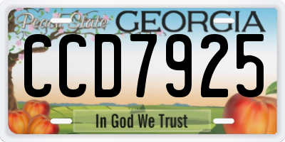GA license plate CCD7925
