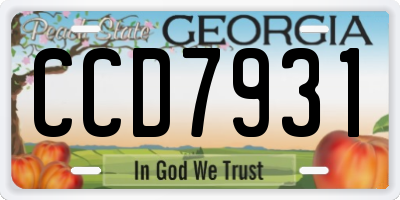 GA license plate CCD7931