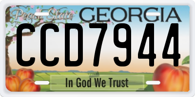 GA license plate CCD7944