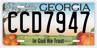 GA license plate CCD7947