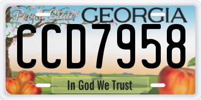 GA license plate CCD7958