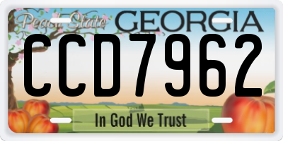 GA license plate CCD7962