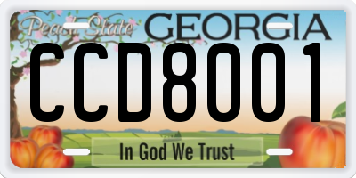 GA license plate CCD8001