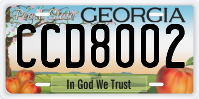 GA license plate CCD8002