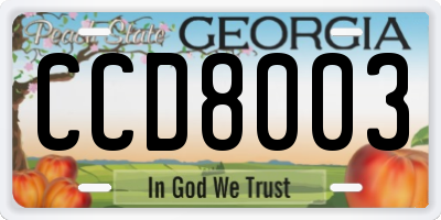 GA license plate CCD8003