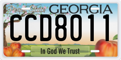 GA license plate CCD8011