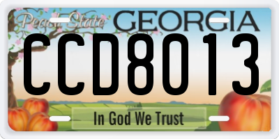 GA license plate CCD8013