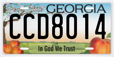 GA license plate CCD8014