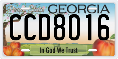 GA license plate CCD8016