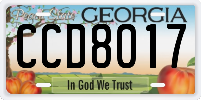 GA license plate CCD8017
