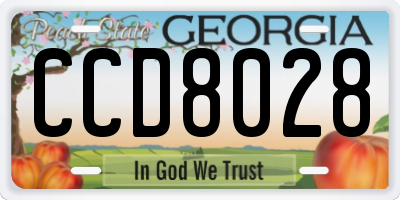 GA license plate CCD8028