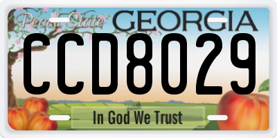 GA license plate CCD8029
