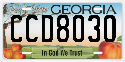 GA license plate CCD8030