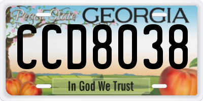 GA license plate CCD8038