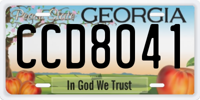 GA license plate CCD8041