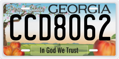 GA license plate CCD8062