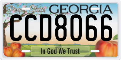 GA license plate CCD8066
