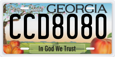 GA license plate CCD8080
