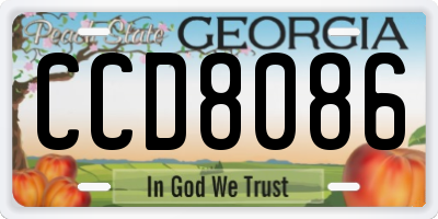 GA license plate CCD8086